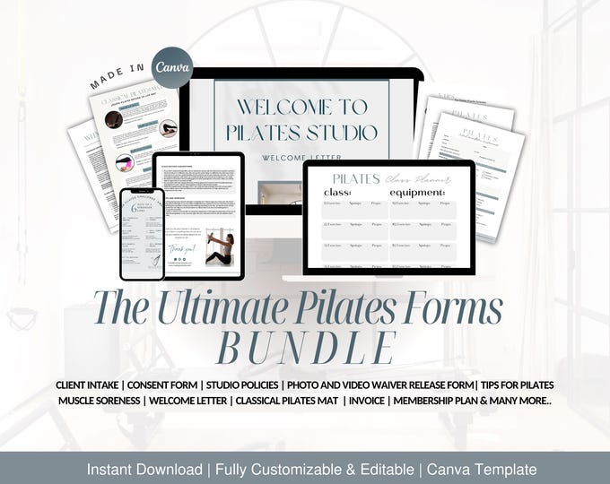 Pilates Studio Client Intake Form Template, Pilates New Client Consent