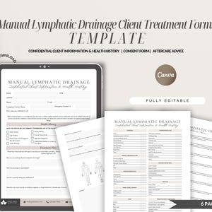 Manual Lymphatic Drainage Form Template,Editable Massage Therapist Forms,MLD Manual Lymphatic Drainage Intake Form,Informed Consent Form