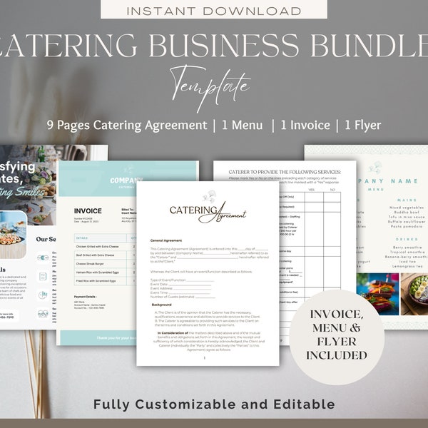 Catering Business Bundle Template,Editable Catering Business Bundle,Catering Agreement,Editable Catering,Catering Form,Catering Template