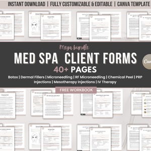 Med Spa Client Forms Bundle,Client Intake Forms, Medical History Questionnaire, Consent Forms, Treatment Records, Aftercare Instructions