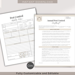 Pest Control Service Agreement Template,Exterminator Service Notice Template,Editable Pest Control Forms