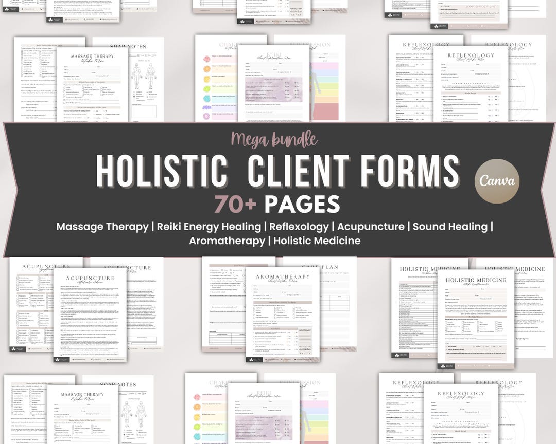 Holistic Client Forms Template Bundle | Massage Therapy, Reiki ...
