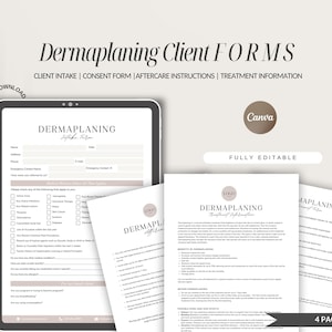 Formularze konsultacyjne Dermaplaning, Formularz wstępny Dermaplaning, Formularz zgody Dermaplaning, Edytowalny formularz konsultacji twarzy, Formularze kosmetologa