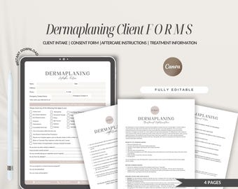 Plantilla de formularios para clientes de dermaplaning y formularios para esteticistas (Canva editable)