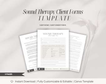 Sound Healing Client Forms Template, Consent Waiver (Canva Editable, Digital Download)