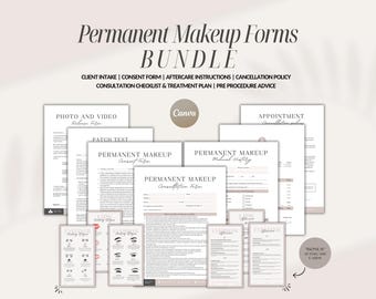 PMU Forms Bundle, Microblading Zustimmung, Brauen Nachsorge (CANVA Template)