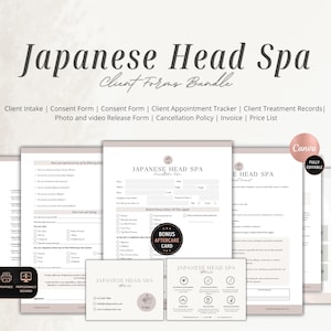 Japanese Head Spa Client Forms Bundle Template for Salons | Client Intake Form, Scalp Analysis,Consent Agreement & Aftercare Forms