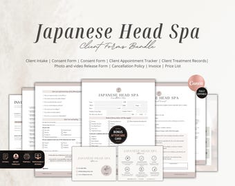 Japanese Head Spa Client Forms Bundle Template for Salons | Client Intake Form, Scalp Analysis,Consent Agreement & Aftercare Forms