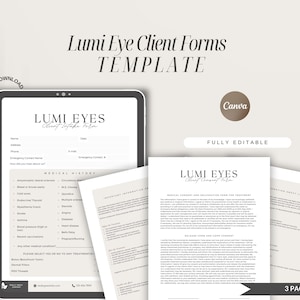 Lumi Eye ClientForm,Lumi Eye Consent Form,Lumi Eye Intake Form,Injectables Consent Form,Esthetician Form,Printable Form