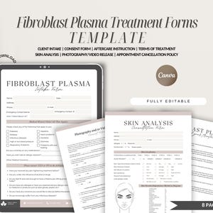 Formularze przyjęcia osocza fibroblastów i konsultacji, formularz zgody na fibroblasty, informacje o leczeniu osoczem, opieka pooperacyjna, formularze zgody kosmetyczki