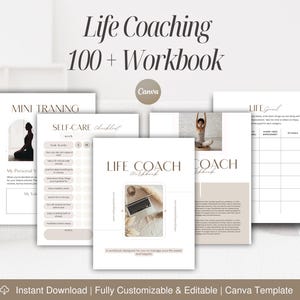 Quaderno di lavoro di life coaching, pacchetto di life coaching, modello di foglio di lavoro di coaching, pacchetto di coaching per la cura di sé, modelli Canva, modello di quaderno di lavoro di coaching