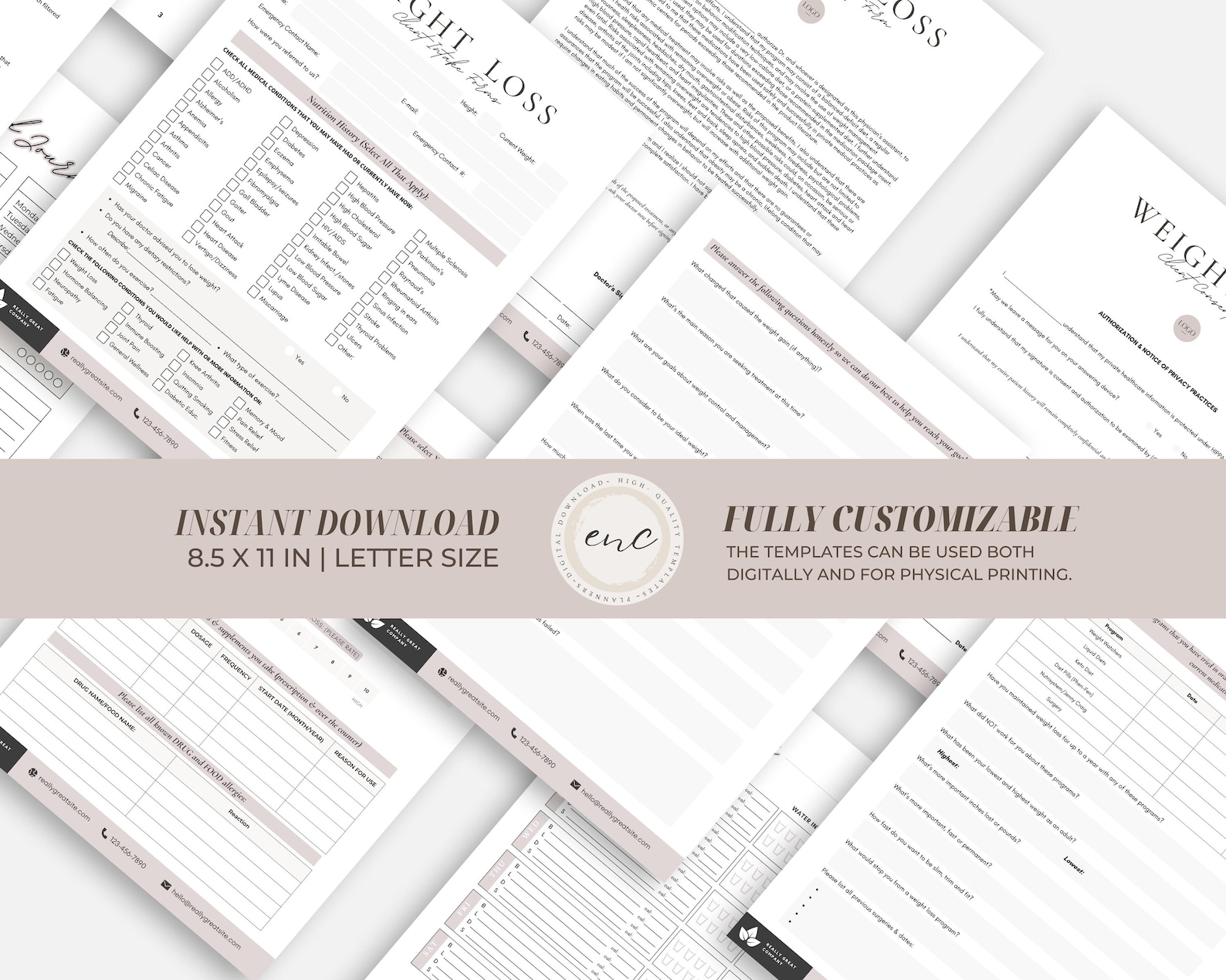 Weight Loss Consultation Forms Bundle, Editable Client Intake (canva ...
