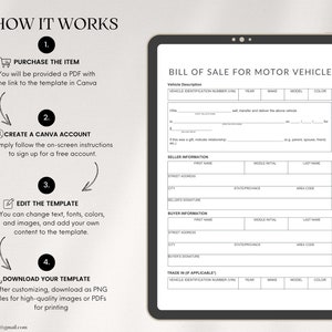Editable Bill of Template, Motor Vehicle Form (PDF Download, Canva Edit ...