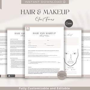 Professional Makeup and Hair Client Contract Form for Bridal and Esthetician Services