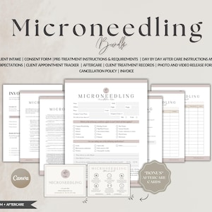 Microneedling Forms Bundle,Editable Microneedling Intake Forms,Microneedle Consent, Microneedling Aftercare,Facial Consent Forms Template