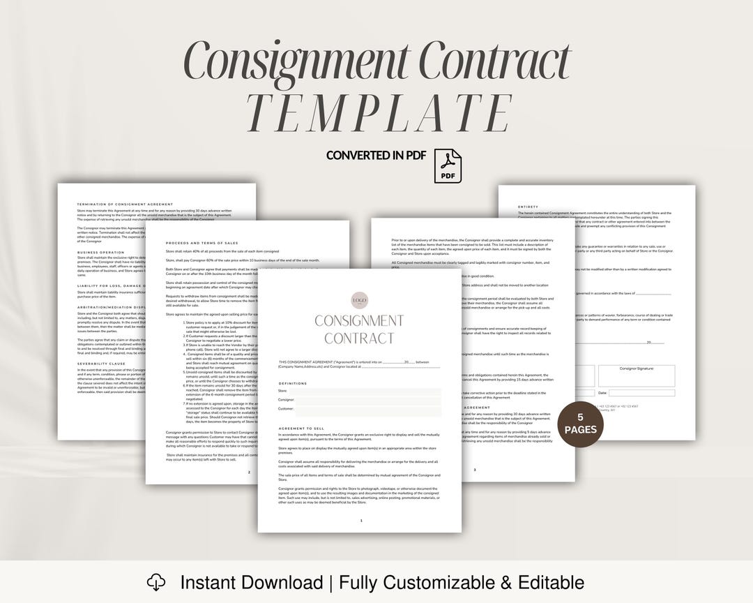 Contrato de consignación, modelo de contrato de tienda de consignación