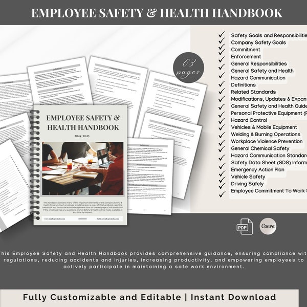 Safety Manual Template Etsy UK