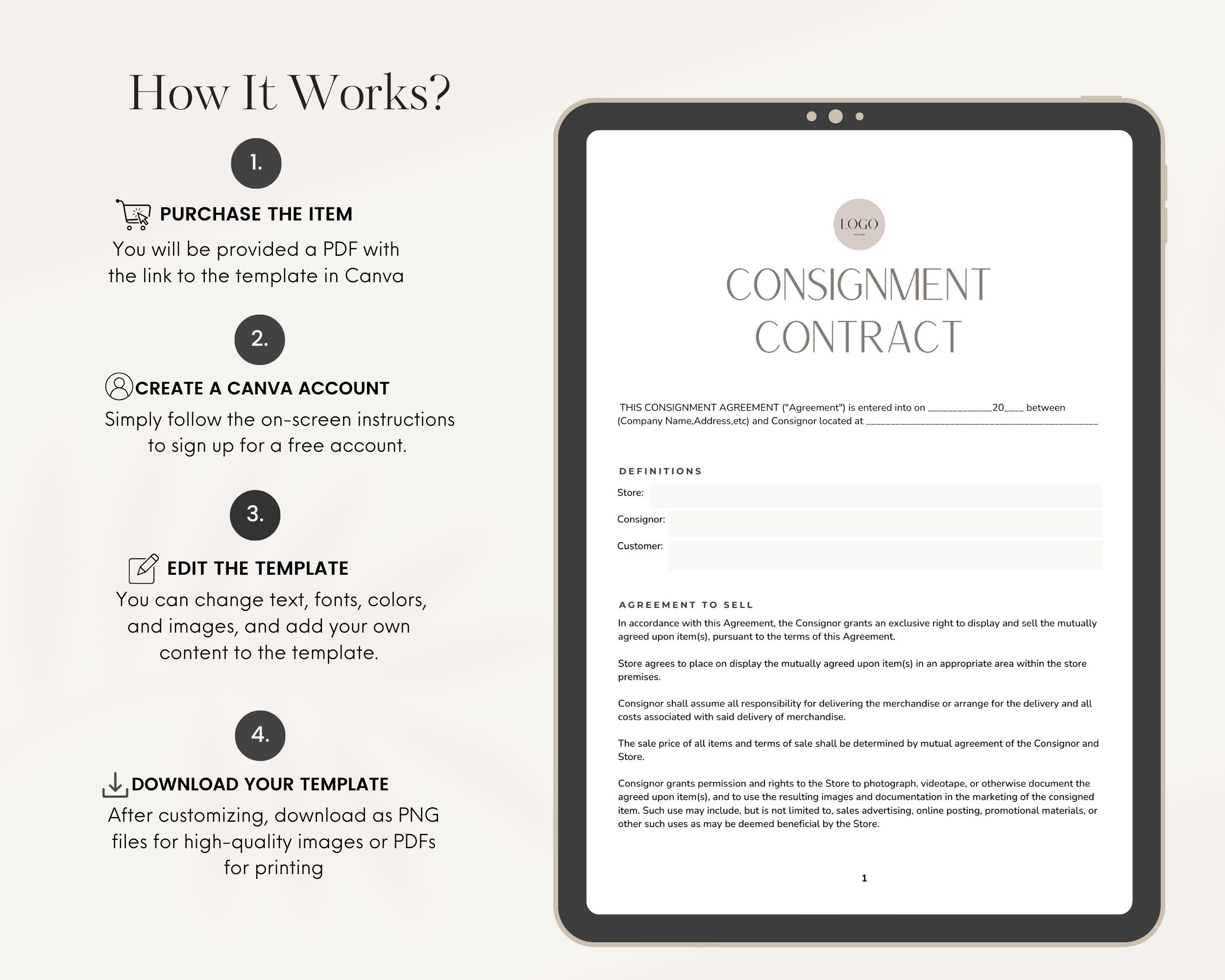 Consignment Contract Template, Boutique Shop Agreement (PDF) - Etsy