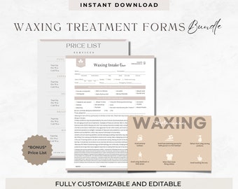 Waxing Treatment Forms,Waxing Consent Forms,Editable Esthetician Templates,Waxing Consultation Form,Editable Esthetician Forms Bundle,CANVA