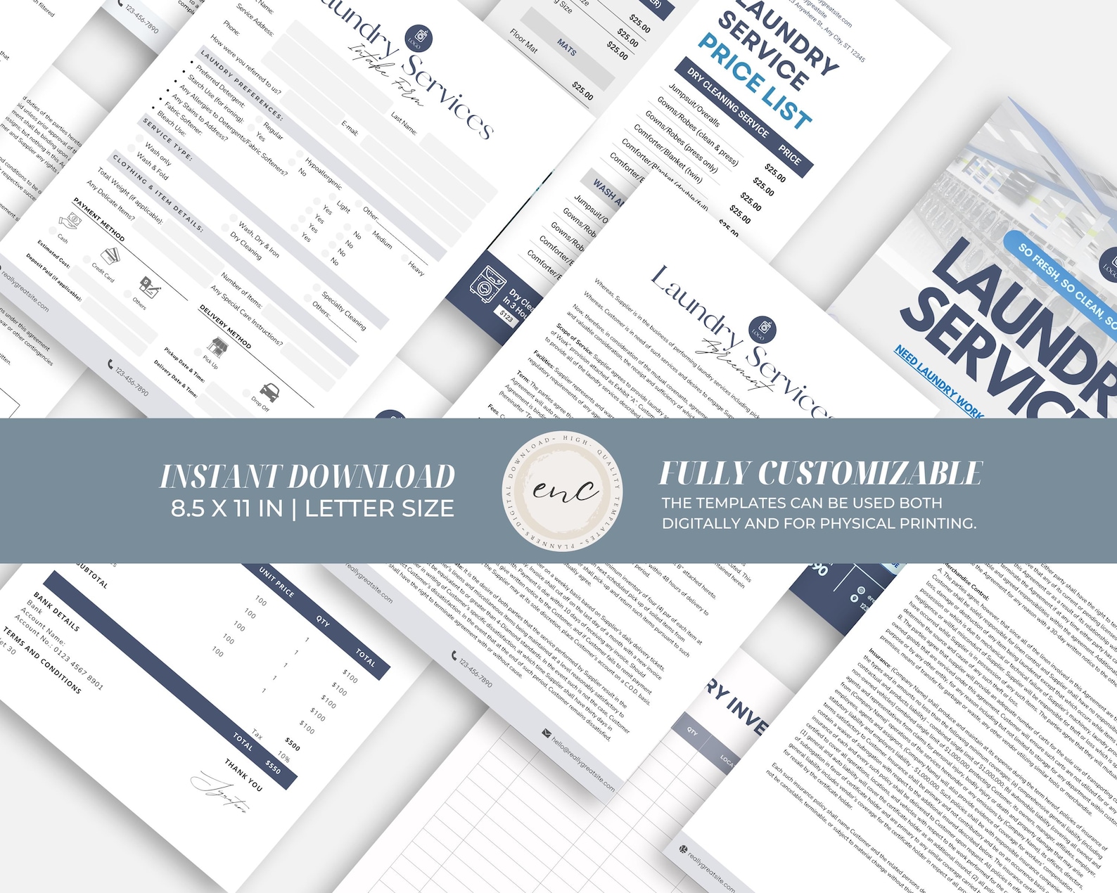 Laundry Paperwork Problem Laundry Services Business Forms Bundle, Editable Templates (canva) - Etsy