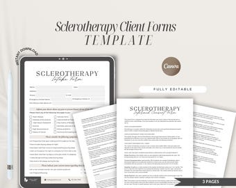 Sclerotherapy Client Forms Template: Med Spa Consent & Intake (Editable Canva Template)
