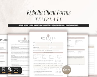 Formularios de consulta de Kybella, formularios editables para tratamientos inyectables para disolver la grasa, formularios para rellenos faciales, tratamiento para la papada, formularios para Medspa