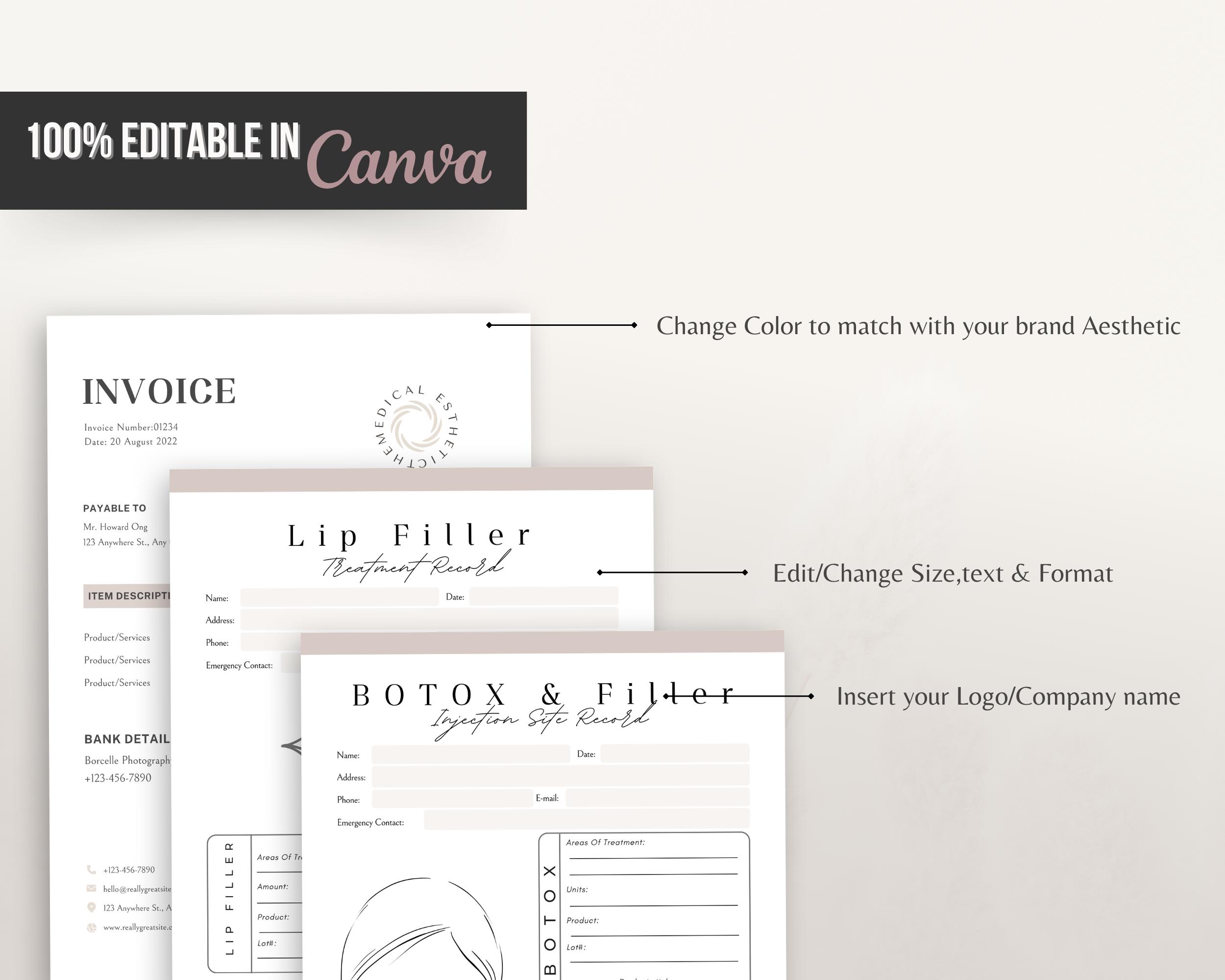 Botox and Filler Forms Template Bundle,nurse Injector Medspa Client ...