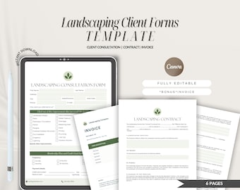 Landscaping Client Forms Bundle, Editable Templates (Canva)