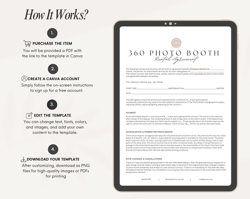 360 Photo Booth Rental Contract,360 Photo Booth Rental Intake Forms