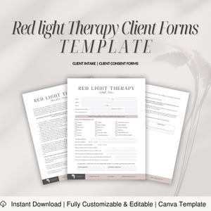Red Light Therapy Consent Form Bundle: Editable Medi Spa Templates (Canva PDF Download)