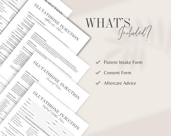 glutathione injection consent form Glutathione Injection Forms, Intake, Consent, Aftercare (Canva Editable)