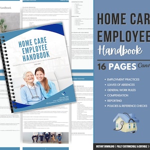 Home Care Mitarbeiter-Handbuch | Organisationsrichtlinien und -verfahren (Canva Editable, PDF)