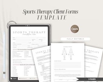 Sjabloon formulier cliëntformulier sporttherapie, bewerkbare intake, toestemming (digitale download)