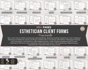 Esthetician Forms Mega Bundle, Medspa Consent & Aftercare (Canva Editable, Digital Download)