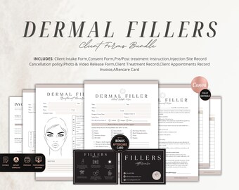 Dermal Filler Client Forms,Editable Dermal Filler Consent Forms,Medspa Form, Esthetician Forms,Nurse Injector Medspa Template