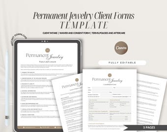 Permanent Jewelry Consultation Forms,Permanent Jewelry Consent Forms,Permanent Jewelry Business Starter Kit,Permanent Jewelry liability Form