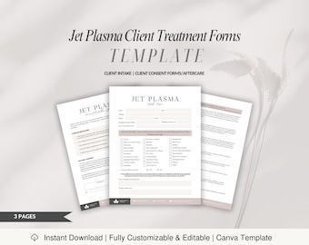 Formulario de consentimiento para el tratamiento con plasma jet: Admisión de clientes de spa médico (Plantilla editable de Canva)