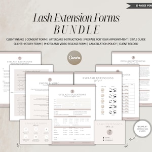 Editable Lash Extension Forms Bundle, Lash Tech Consultation (PDF link to edit in CANVA)