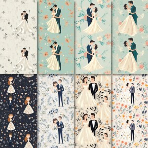 Eternal Love - 10 Romantische Hochzeit Seamless Patterns