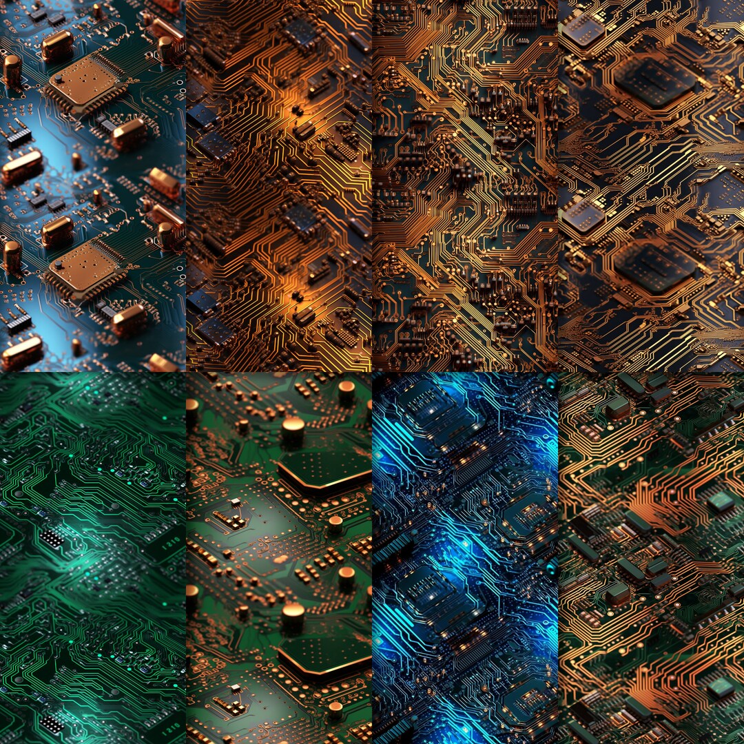 10 Seamless 3D Patterns of Computer Circuit Boards - Digital PCB Design ...