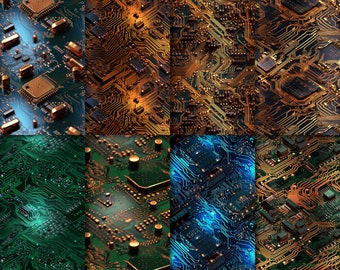 10 Seamless 3D Patterns of Computer Circuit Boards - Digital PCB Design