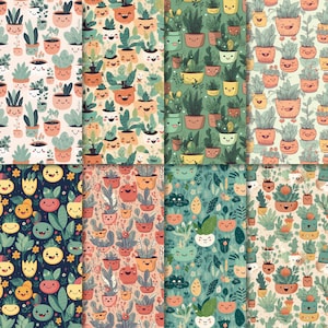 Happy Plant Pots - 10 modelli senza cuciture di piante carine