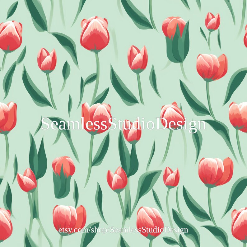 Tulip Pattern Collection - 10 Hand-drawn and Photorealistic Seamless ...