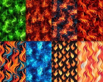 Flame and Fire Pattern Collection - 10 Fiery Seamless Patterns