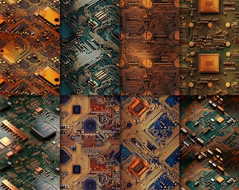 Tech Circuitry - 10 Intricate PCB Seamless Patterns - Computer Circuit Boards