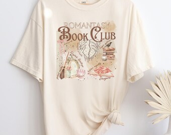 Romantasy Fantasy Romance Book Club Shirt, Comfort Colors Oversized Bookish Tshirt, Gift for Reader Book Lover, Cottage Core Fall Tropes