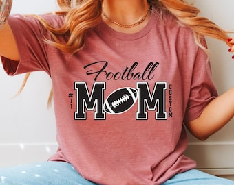 Anpassad fotbollsmamma-tröja, personlig fotbollsmamma-t-shirt, fotbollsmamma-tröja, present till mamma, matchdagströja, collegefotbollströja