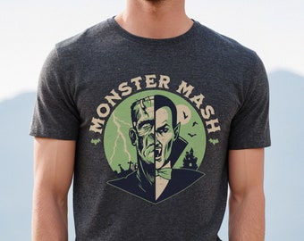 Spooky Halloween Monster Mash Shirt, Frankenstein and Dracula Tshirt, Halloween Characters and Monsters Tee, Halloween Party Shirt