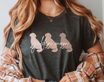 Benutzerdefinierte Golden Retriever Shirt Geschenk für Hundemutter Mama, Golden Mom Tshirt, Geschenk für Hundeliebhaber, Golden Retriever Mom Shirt, personalisierte Hundemutter