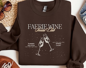 Faerie Wine Social Club Crewneck Gift for Reader, ACOTAR SJM Fandom Merch, Bookish Sweatshirt for Book Lover, Summer Solstice Tamlin Shirt